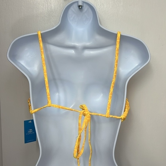 CUPSHE Geo Print Tie Front Bikini Top, removable cups, Sz. L, ties in back - Picture 6 of 11
